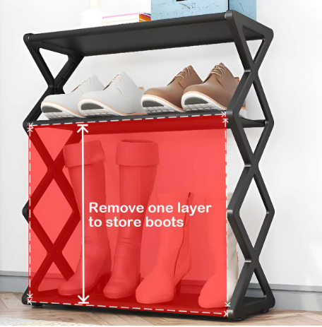 4-Tier X-Type Shoe Storage Rack — Foldable, Dust-Proof