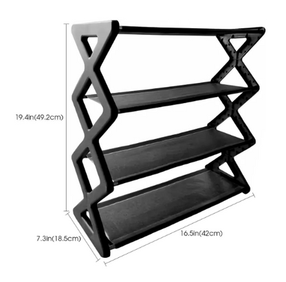 4-Tier X-Type Shoe Storage Rack — Foldable, Dust-Proof
